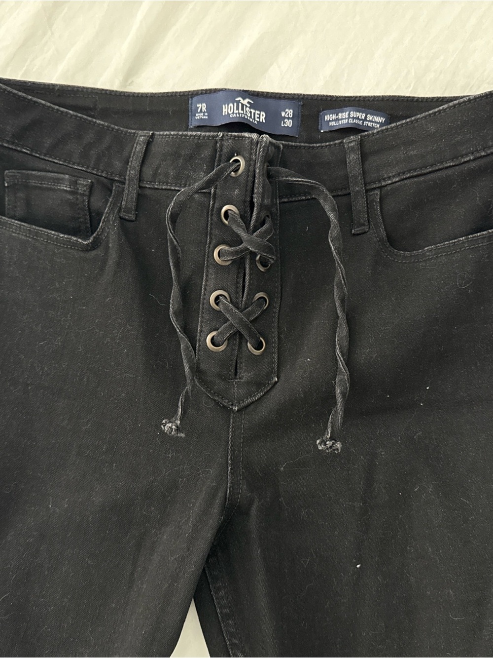 New Without Tags Hollister Black High-Rise Super Skinny Jeans with Front Lace-Up